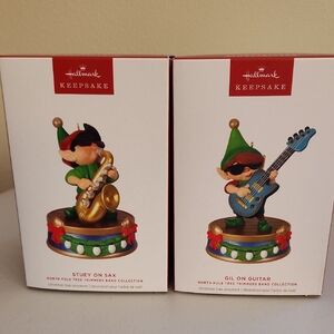 Hallmark Keepsake Elf Musicians with Green and Red Accents